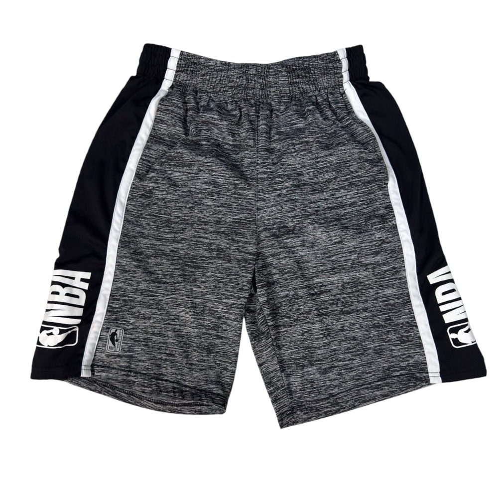 NBA Mens Basketball Shorts Large Charcoal Space Dye Heather Athletic Black White - Picture 2 of 5